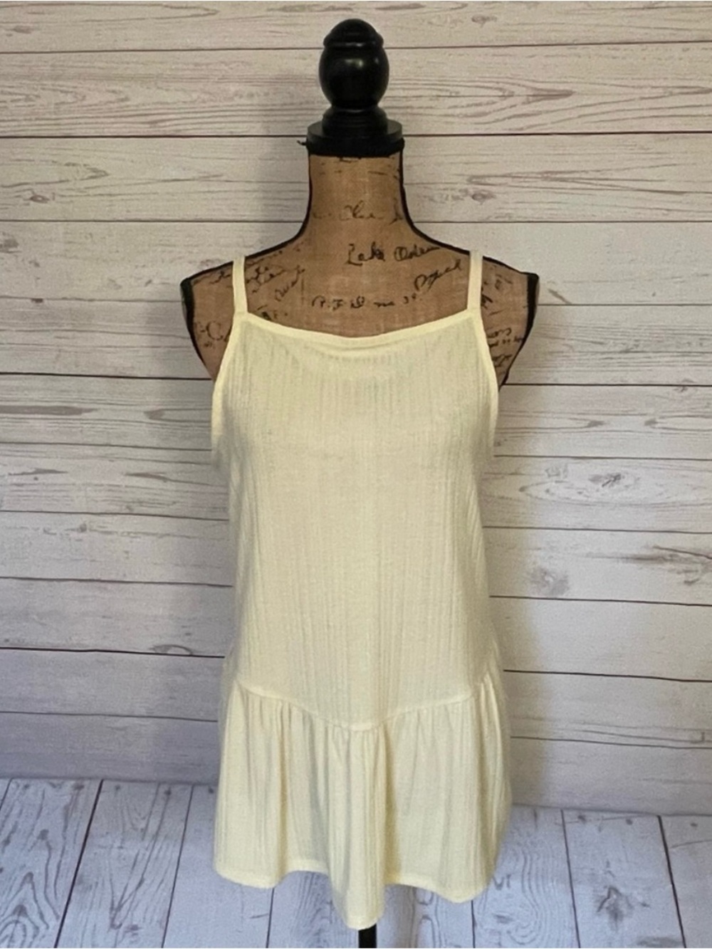 Maurices Cream Ribbed Sleeveless Tank Dress